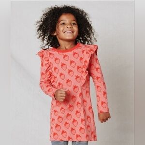 Tea Collection Fresa Fields Strawberry Ruffle Dress Girl's Sz. 6